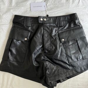 Lovers + Friends High Waist Black Leather Shorts